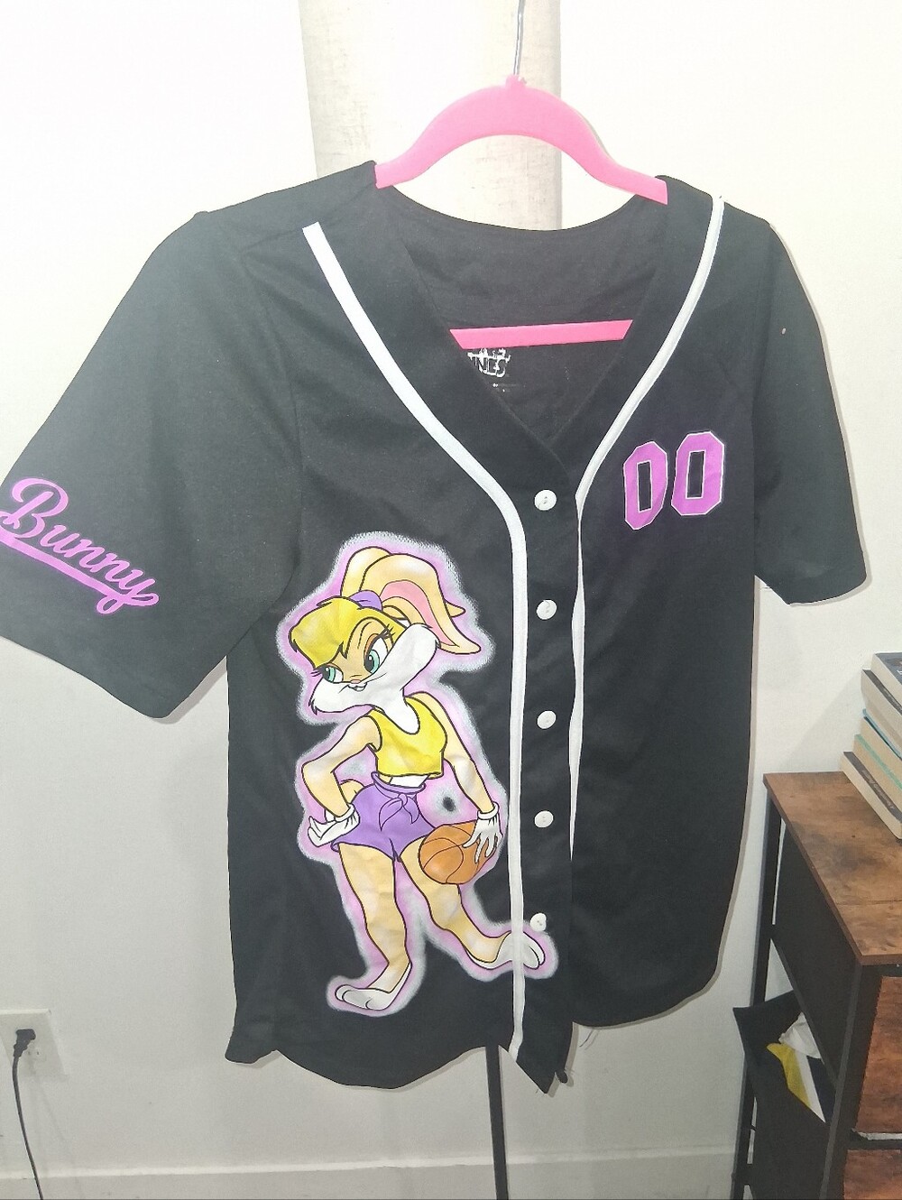 Warner Bros. Black Bunny Basketball Jersey with Pink & Yellow Accents